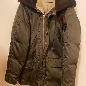 Eddie Bauer Brown Insulated Snow Jacket with faux fur collar.